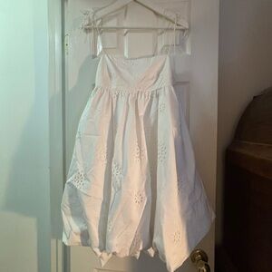 Zara White Floral Dress with bubble skirt